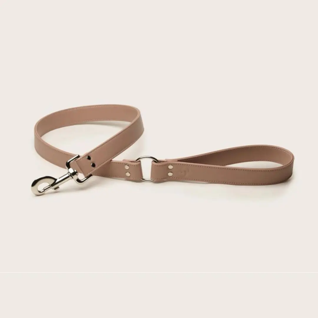 Correa para perro de cuero vegano rosa