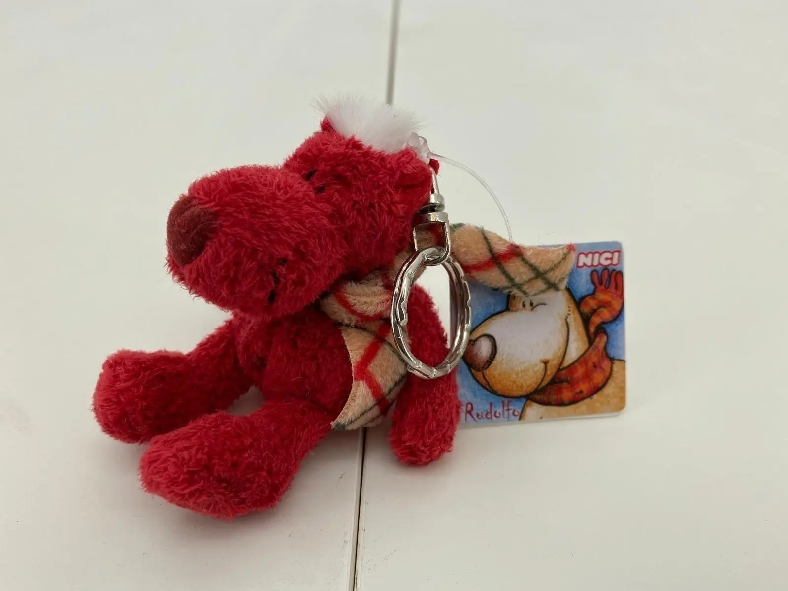 Nici Rudolfo keychain in red, teddy bear, cuddly bear