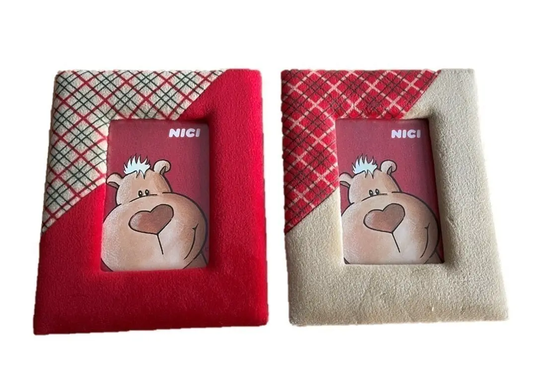 Nici picture frame 2 colors assorted, 12.5 cm x 8.5 cm, plush picture frame, picture gifts, gift idea