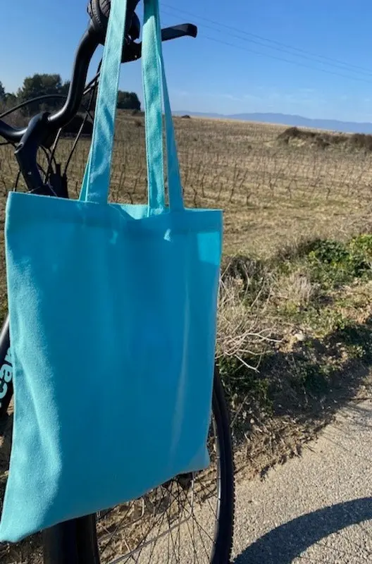 TURQUOISE COTTON TOTE BAG