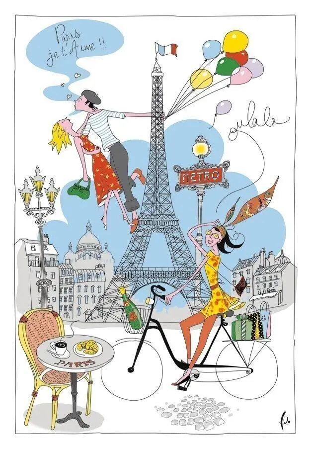Tea towel La Parisienne White 72 X 48