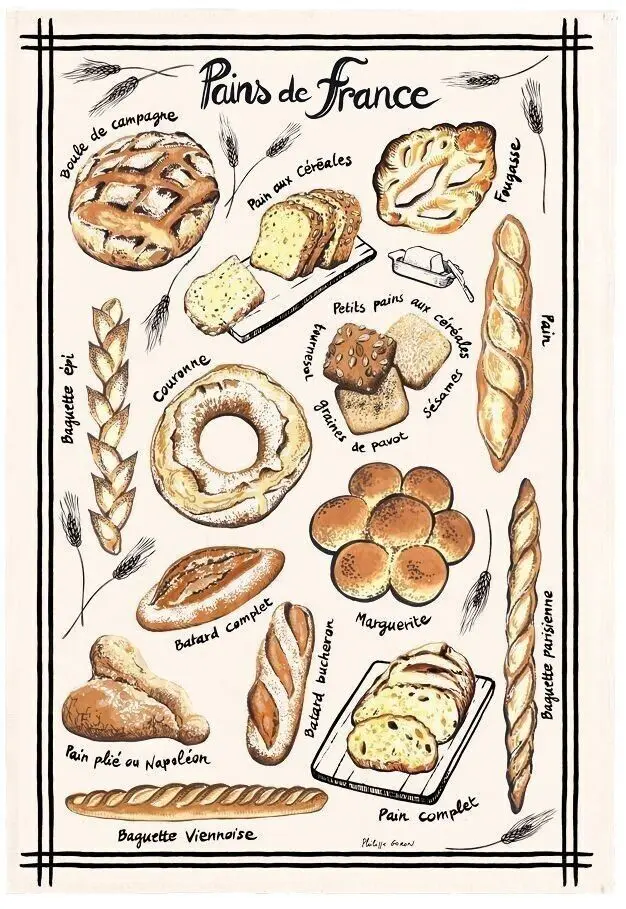 Ecru Pains de France tea towel 48 X 72