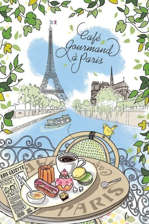 Tea towel Cafe Gourmand Ecru 48 X 72