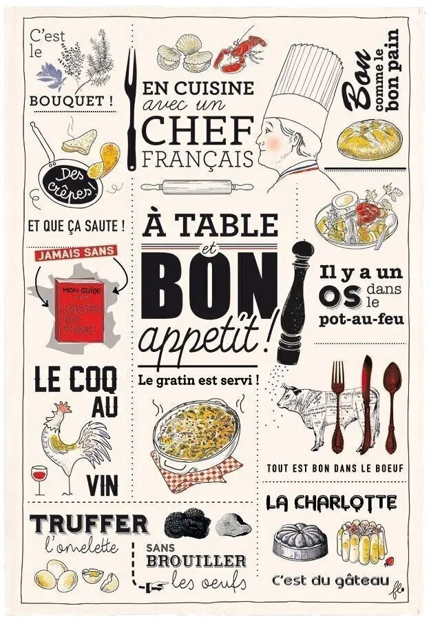 French Kitchen Tea Towel Ecru 48 X 72
