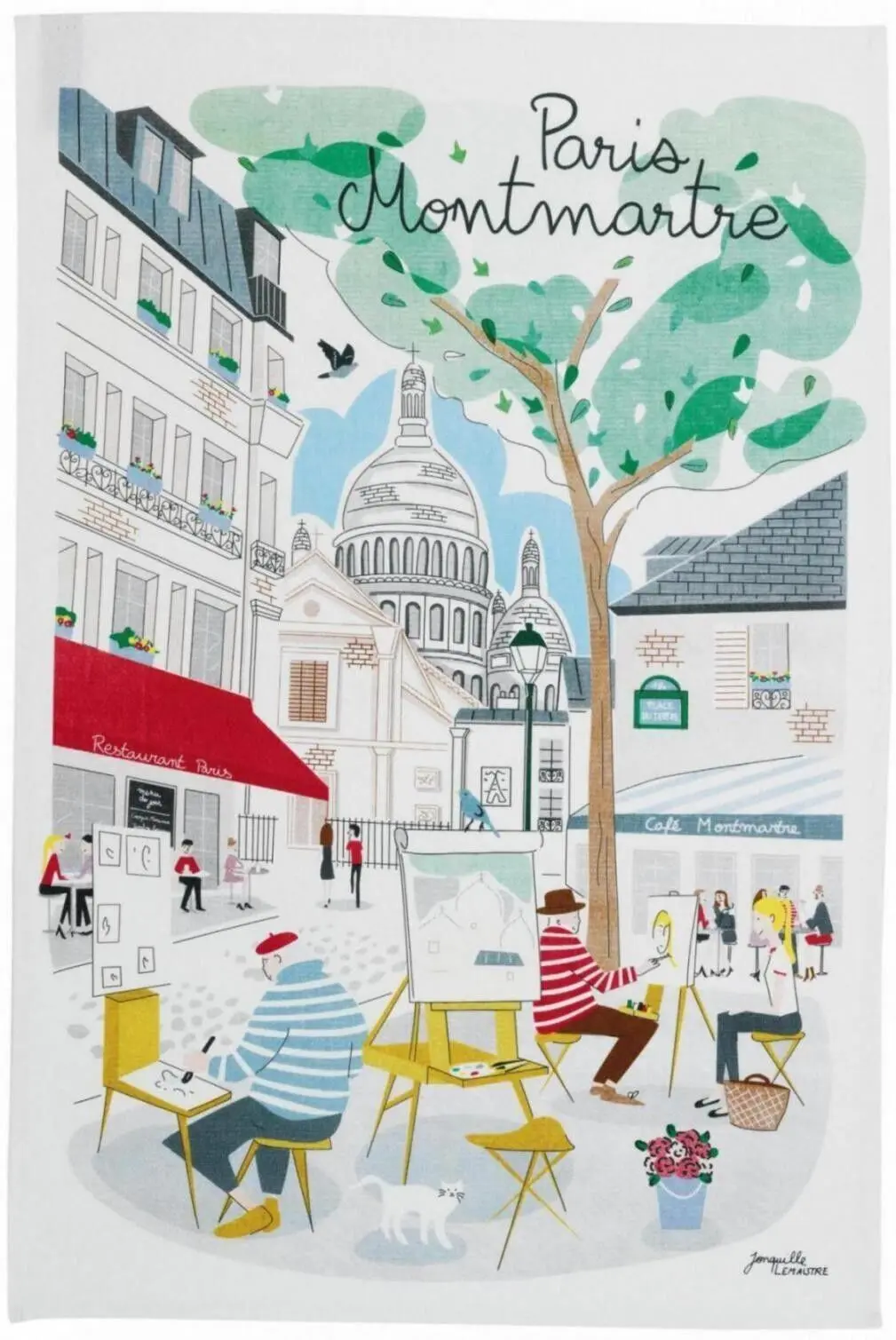 Tea towel Paris Montmartre Ecru 48 x 72