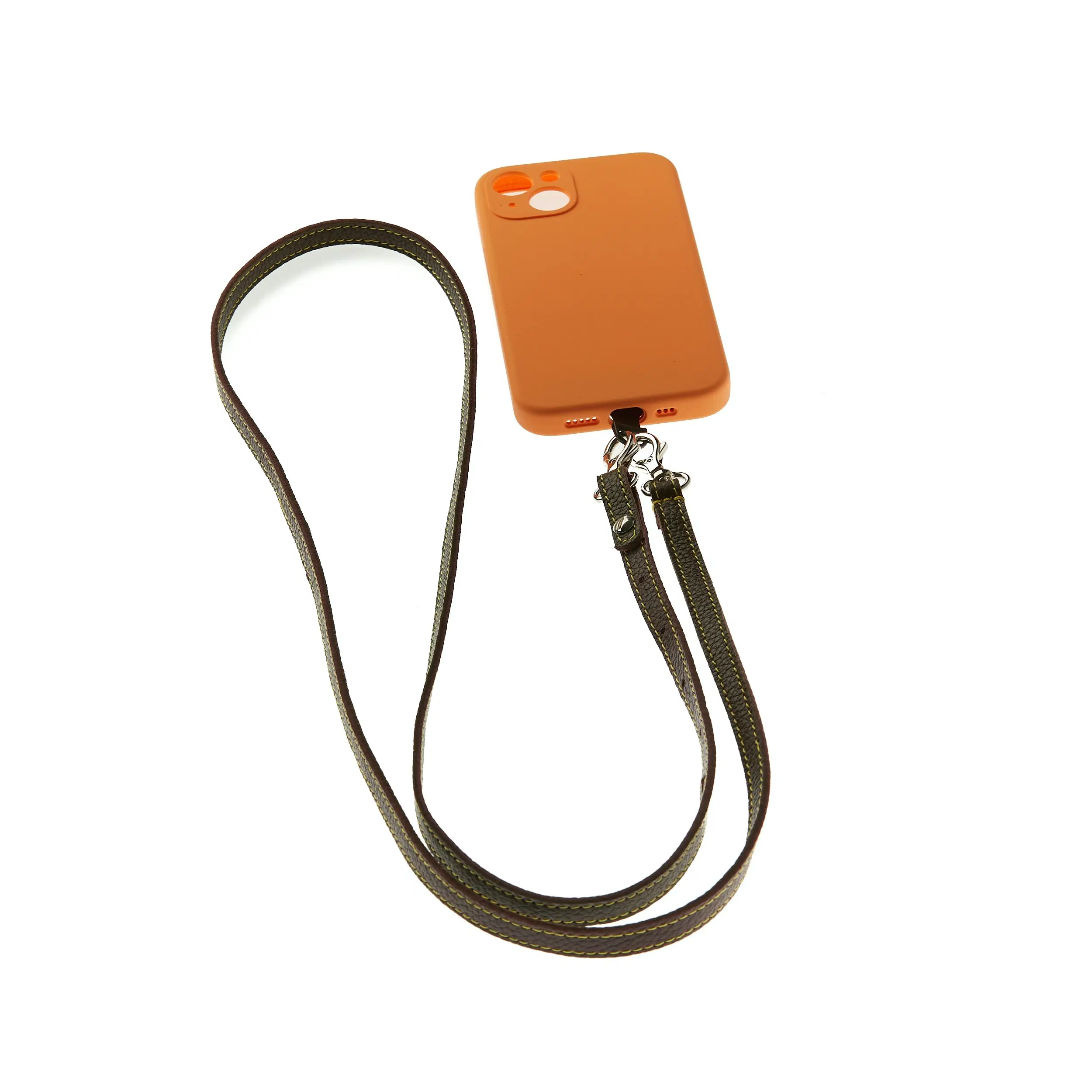 Leather phone strap Burgundy Brown
