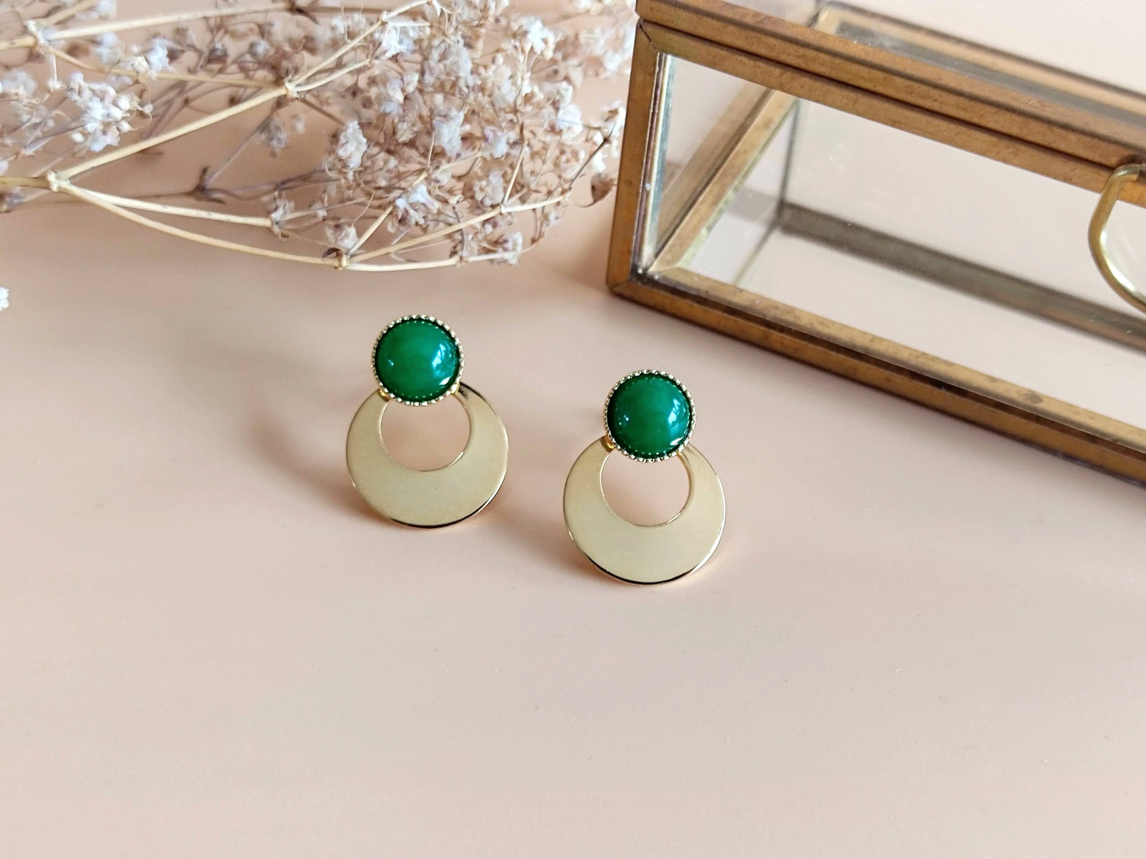 L'Aventurière Green Agate 3in1 earrings