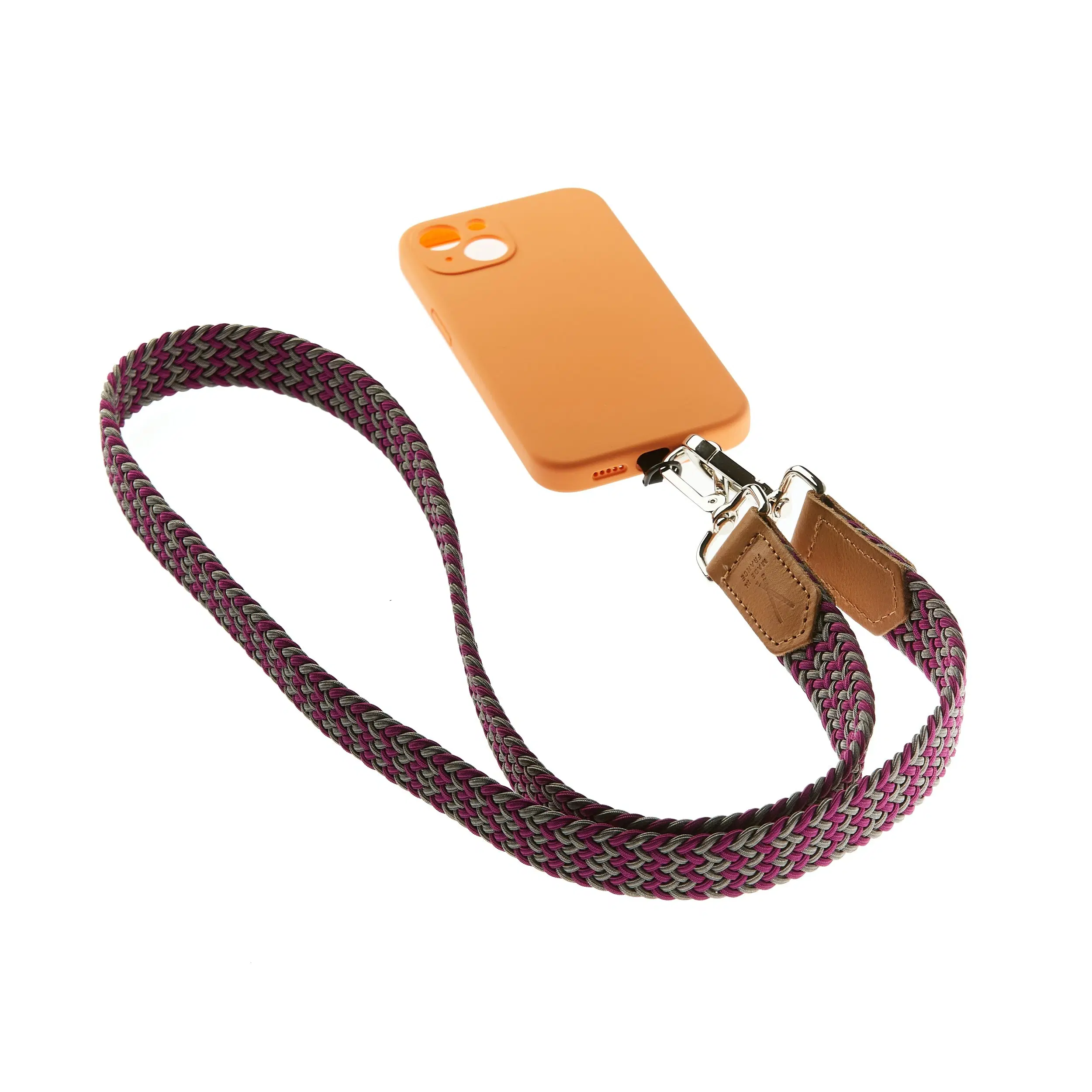 Braided Phone Lanyard Dark Gray Plum