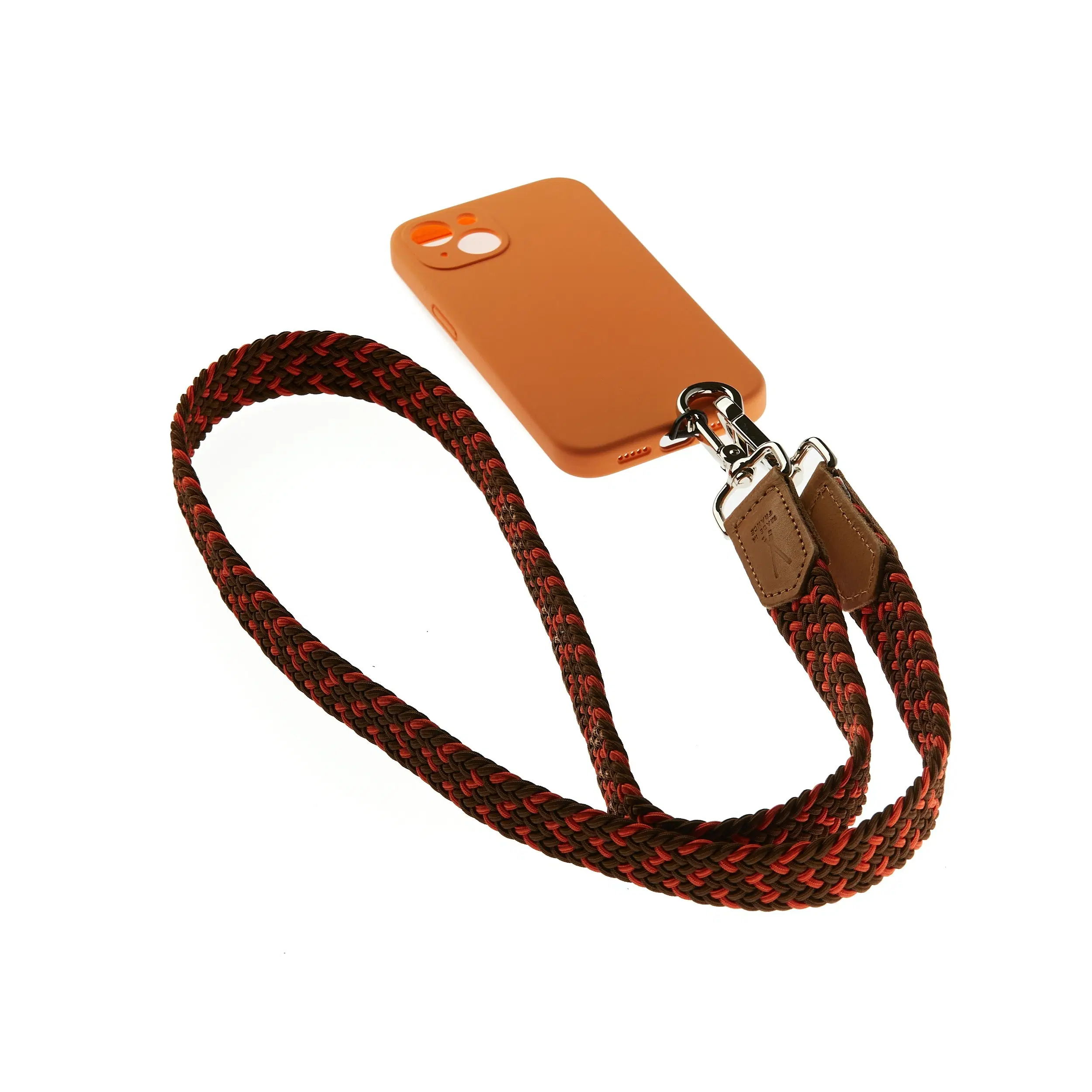 Orange Brown Braided Phone Lanyard