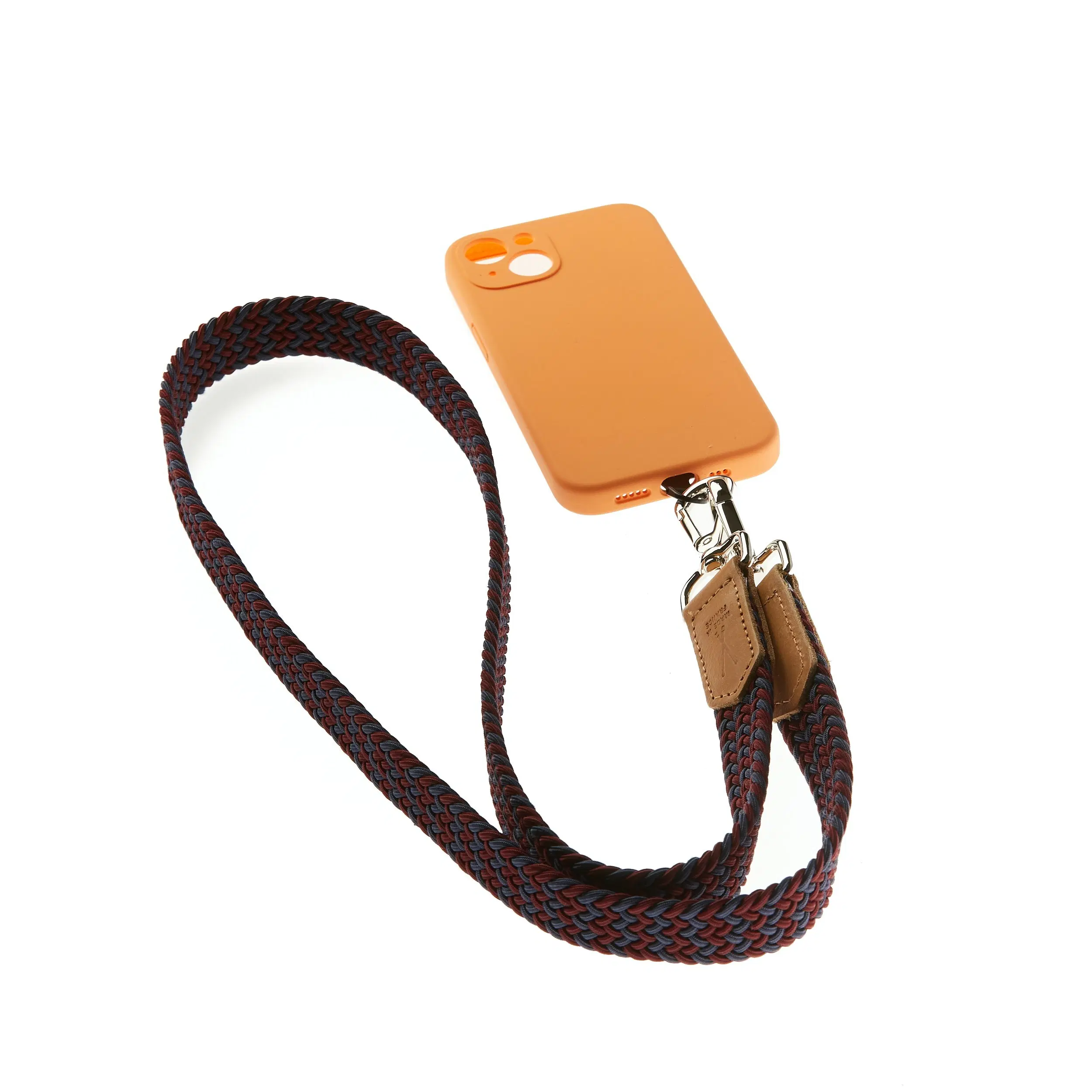Burgundy Braided Phone Lanyard Navy blue