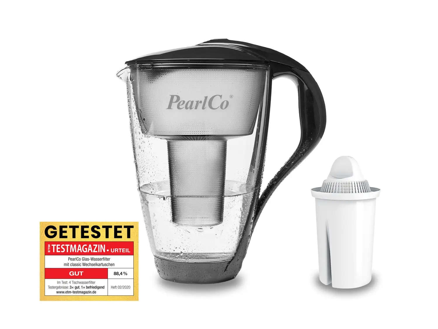 PearlCo glass water filter classic incl. 1 filter cartridge (anthracite)