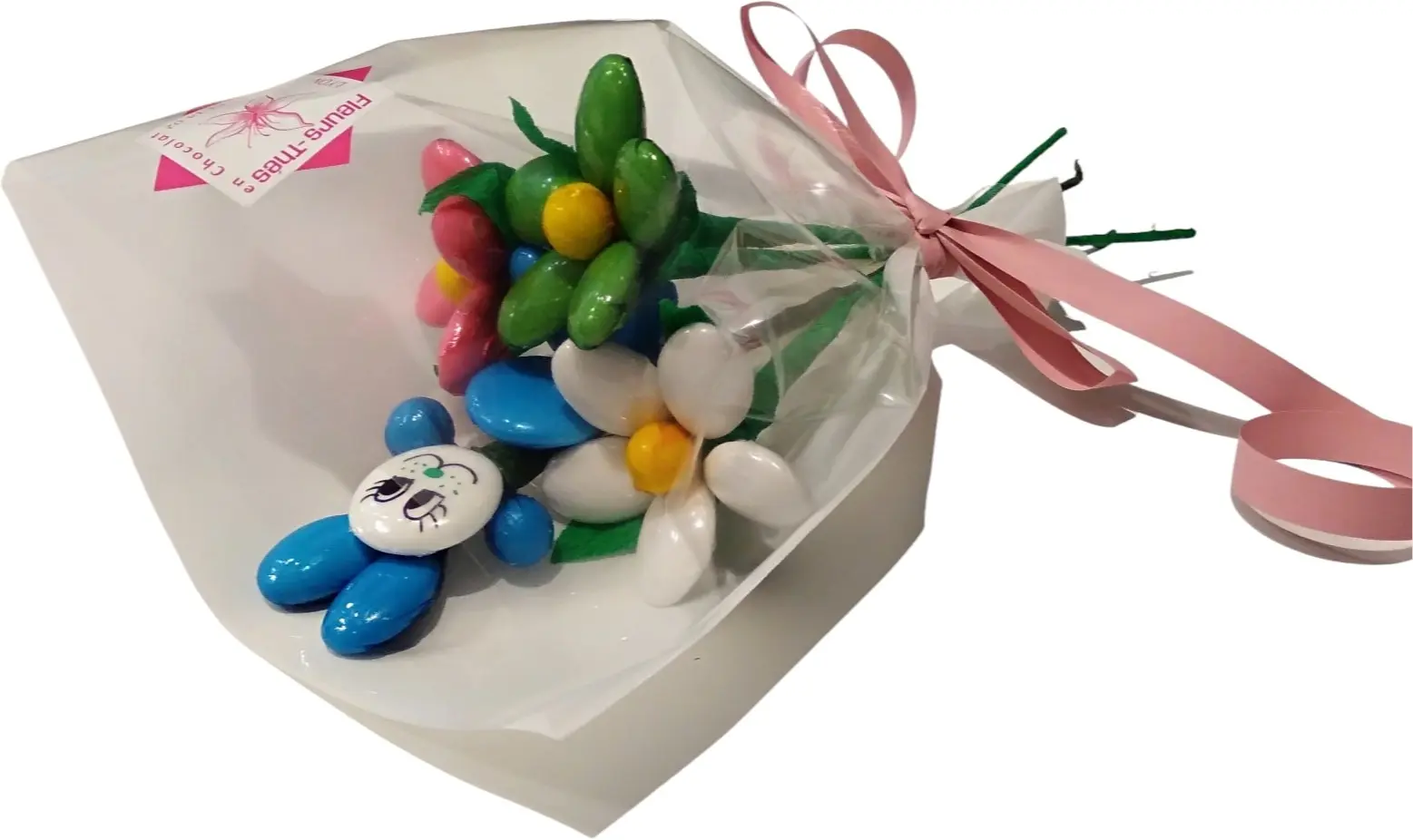 Mini bouquet of rabbit and chocolate daisies
