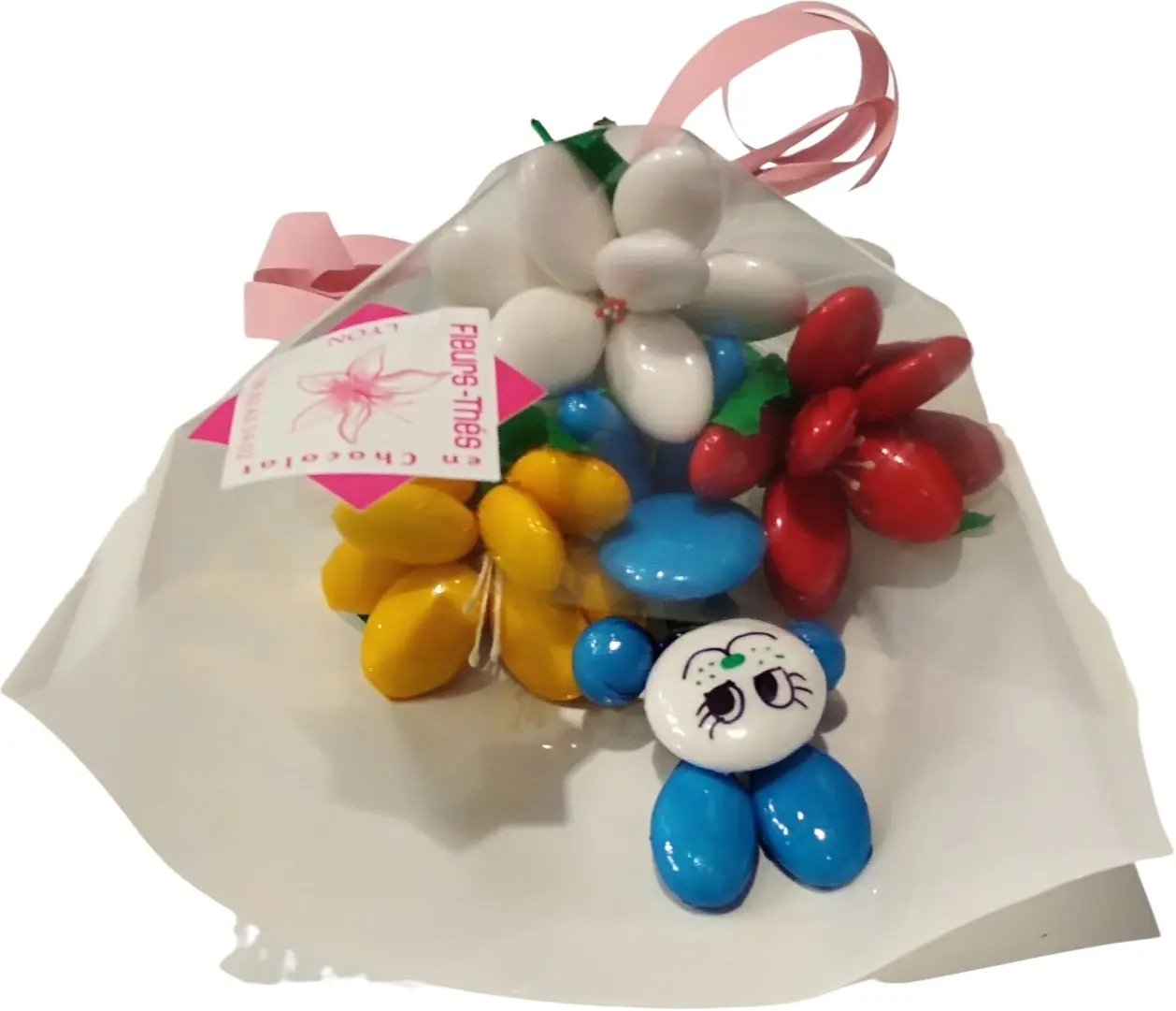 Mini rabbit bouquets and chocolate sugared fresias