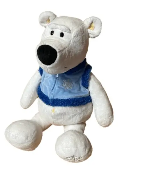 Sweety Toys polar bear teddy bear 35 cm with blue and green waistcoat