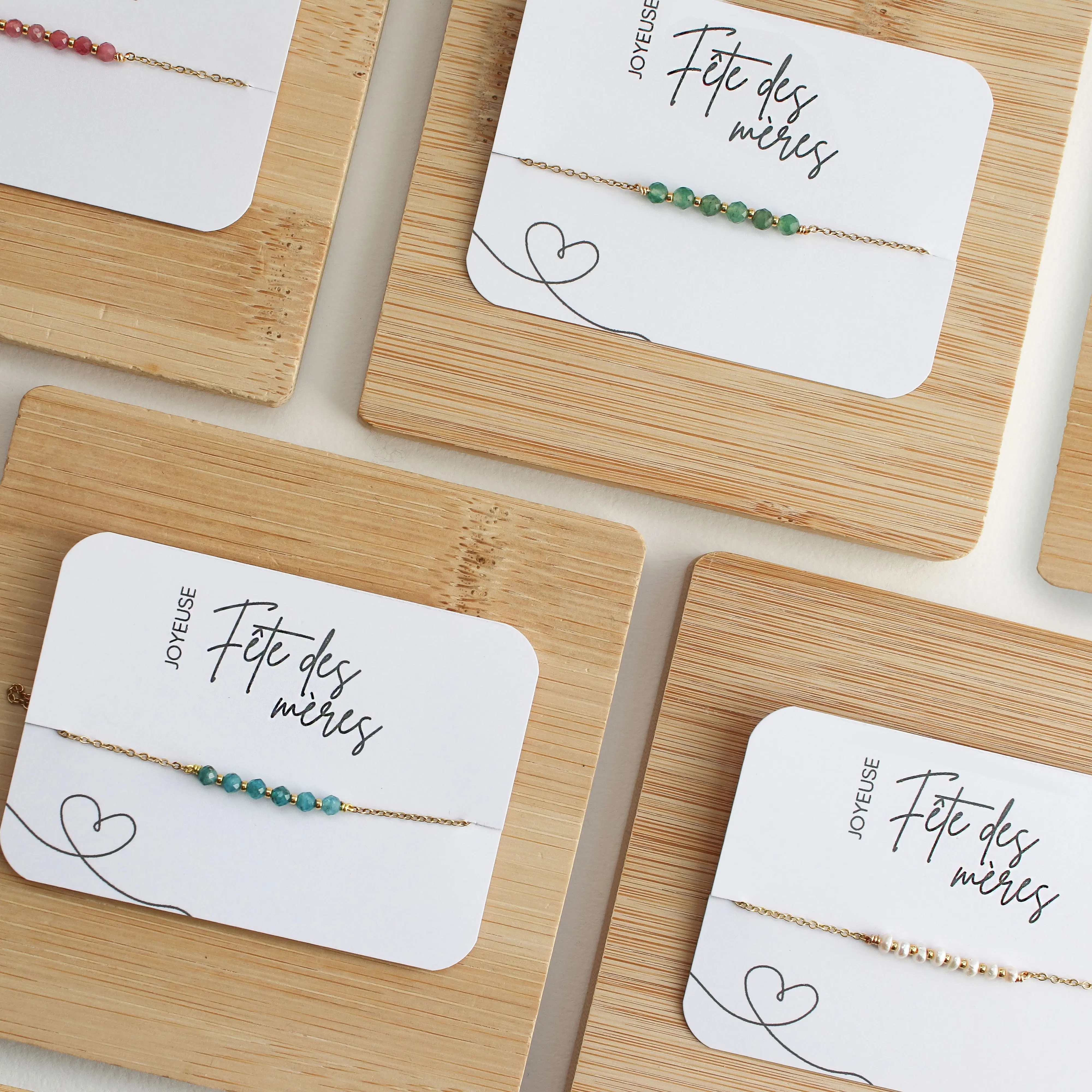 Mother's Day bracelet, jewelry gift idea for mom, stainless steel bracelet and natural stones