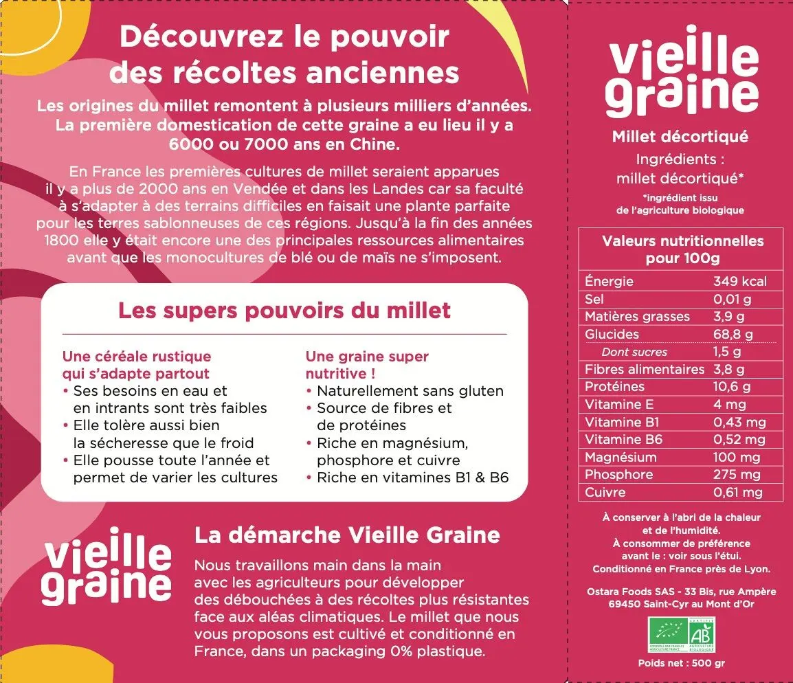 Millet décortiqué bio - 500 g - France