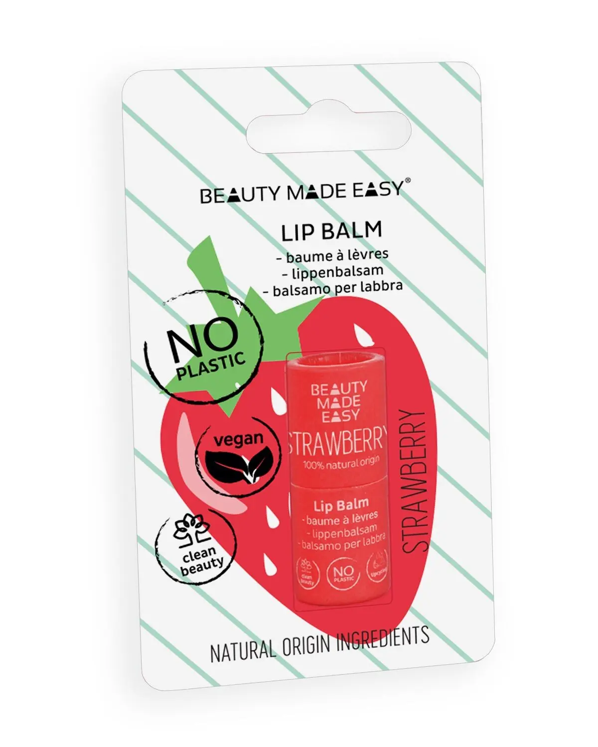 Baume à lèvres tube papier - FRAISE (VEGAN)