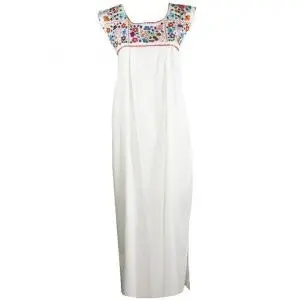 Tehuacan Maxikleid mit weißem Latz