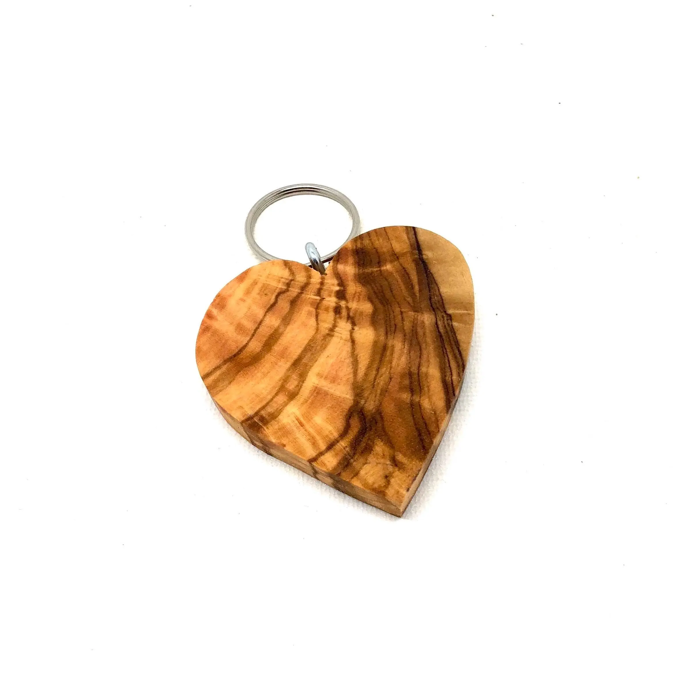 Keyring Heart Flat Made of Olive Wood