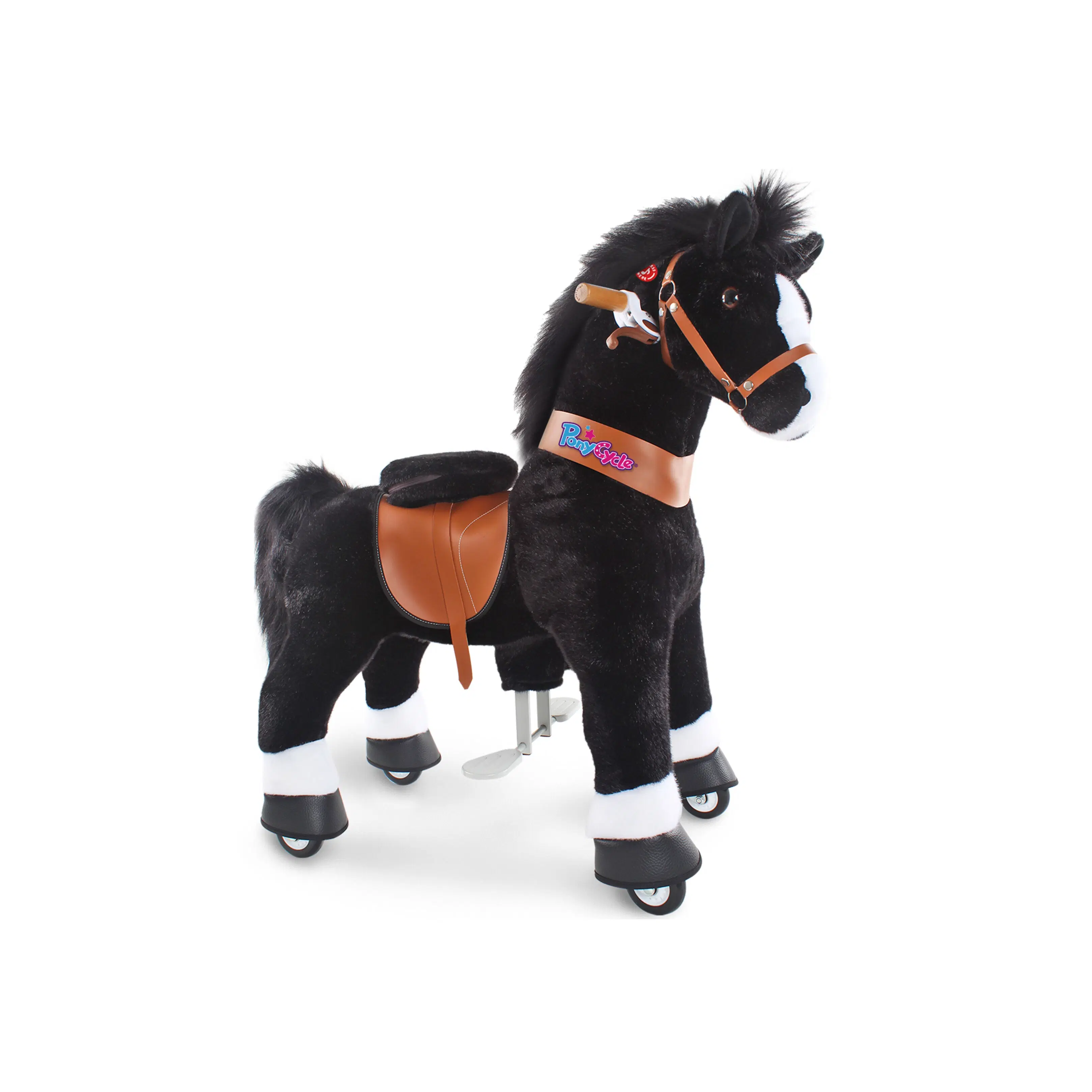 PonyCycle Reitspielzeug Schwarzes Pferd | Plüschtier Reitspielzeug | Classic U Beste Geschenke