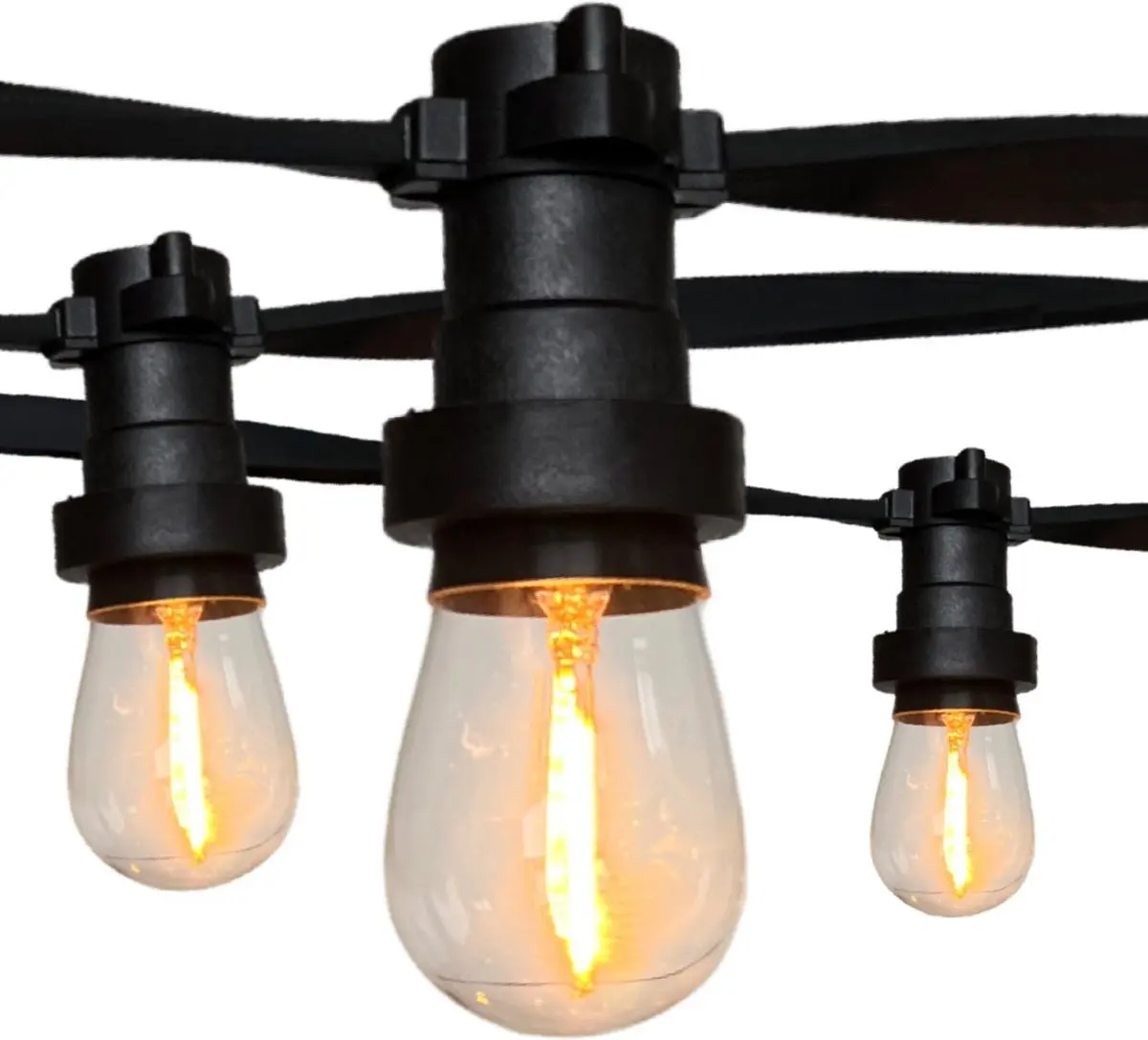 10m flat light cord with 10 pear-shaped lamps + 2m connection cable