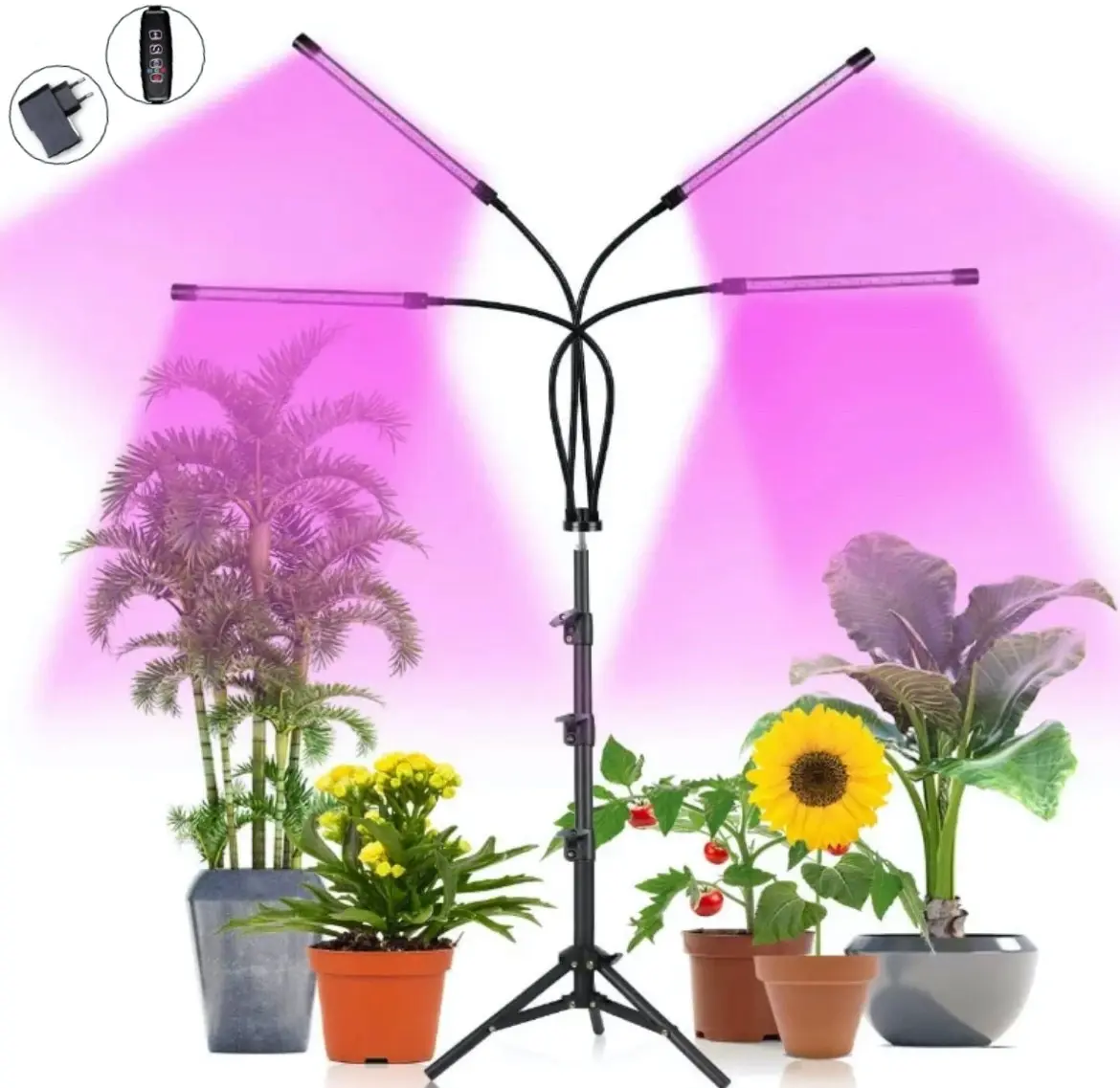 Grow lamp on stand - 160 cm high - purple light (stimulates growth) - including USB power supply