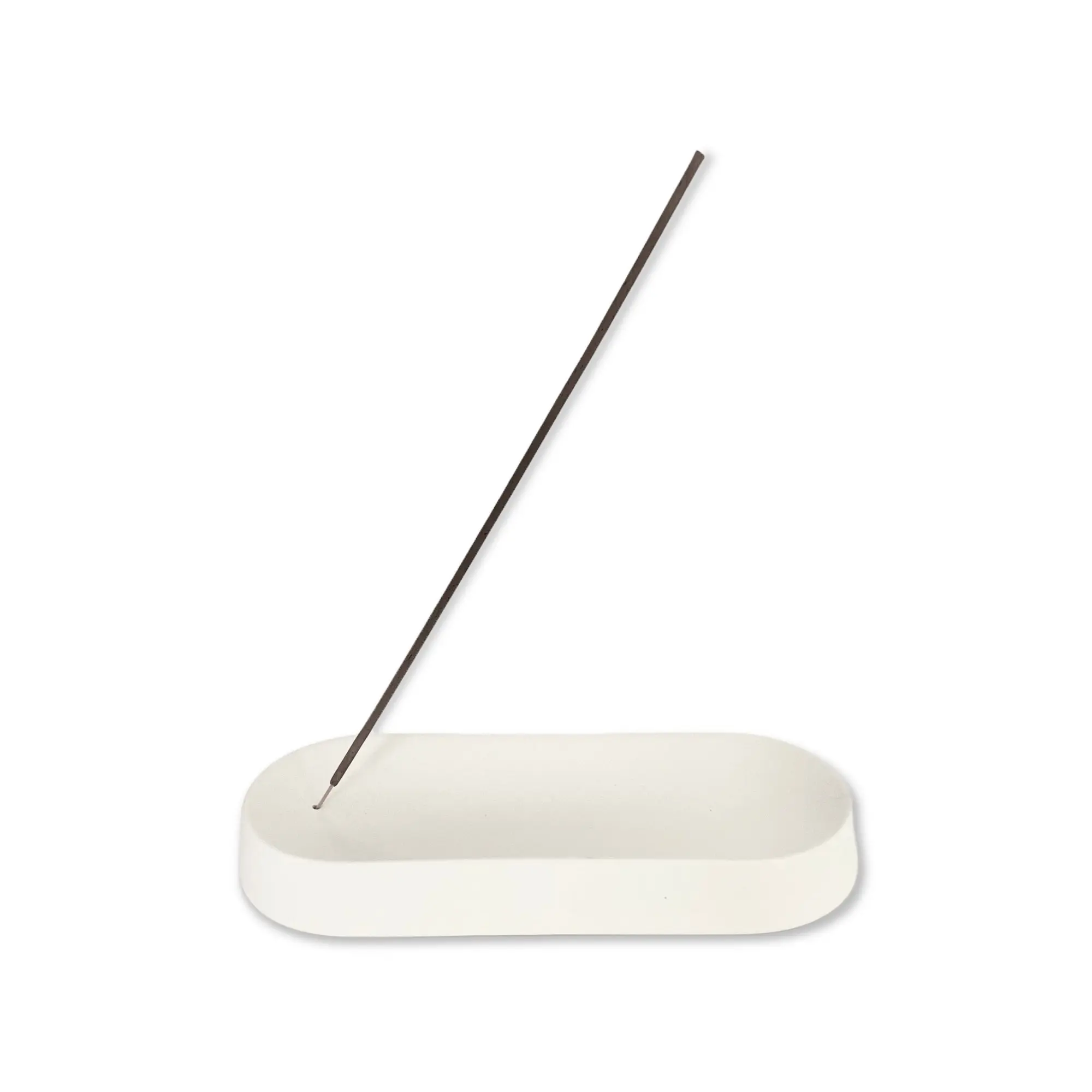 Incense holder - ceramic - white - oval - 22 x 9 x 3 cm
