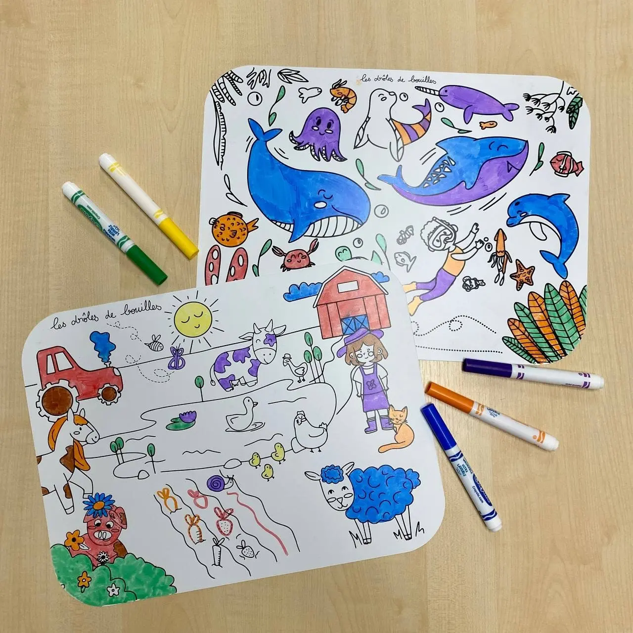 Set of 20 endlessly coloring placemats for children - models of your choice