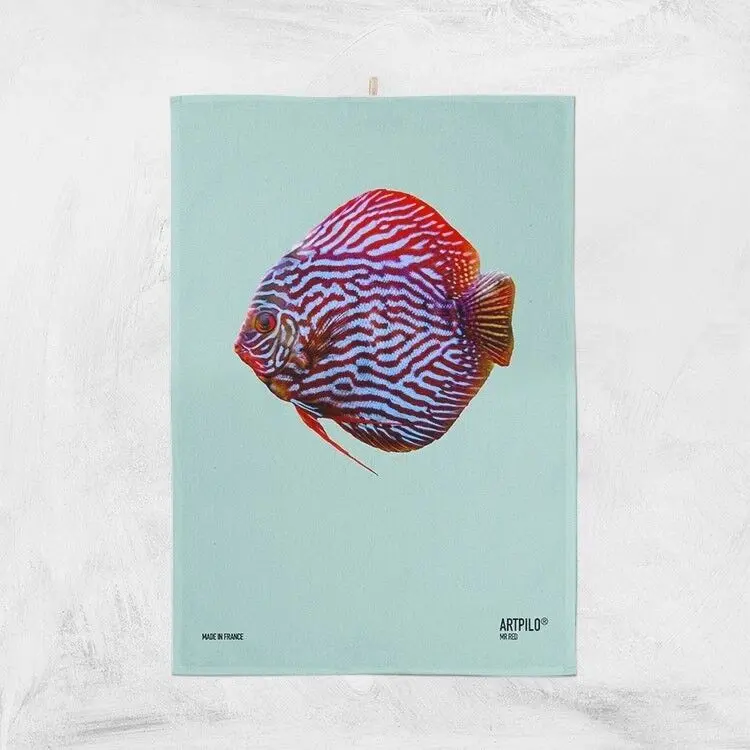 100% cotton fish kitchen towel