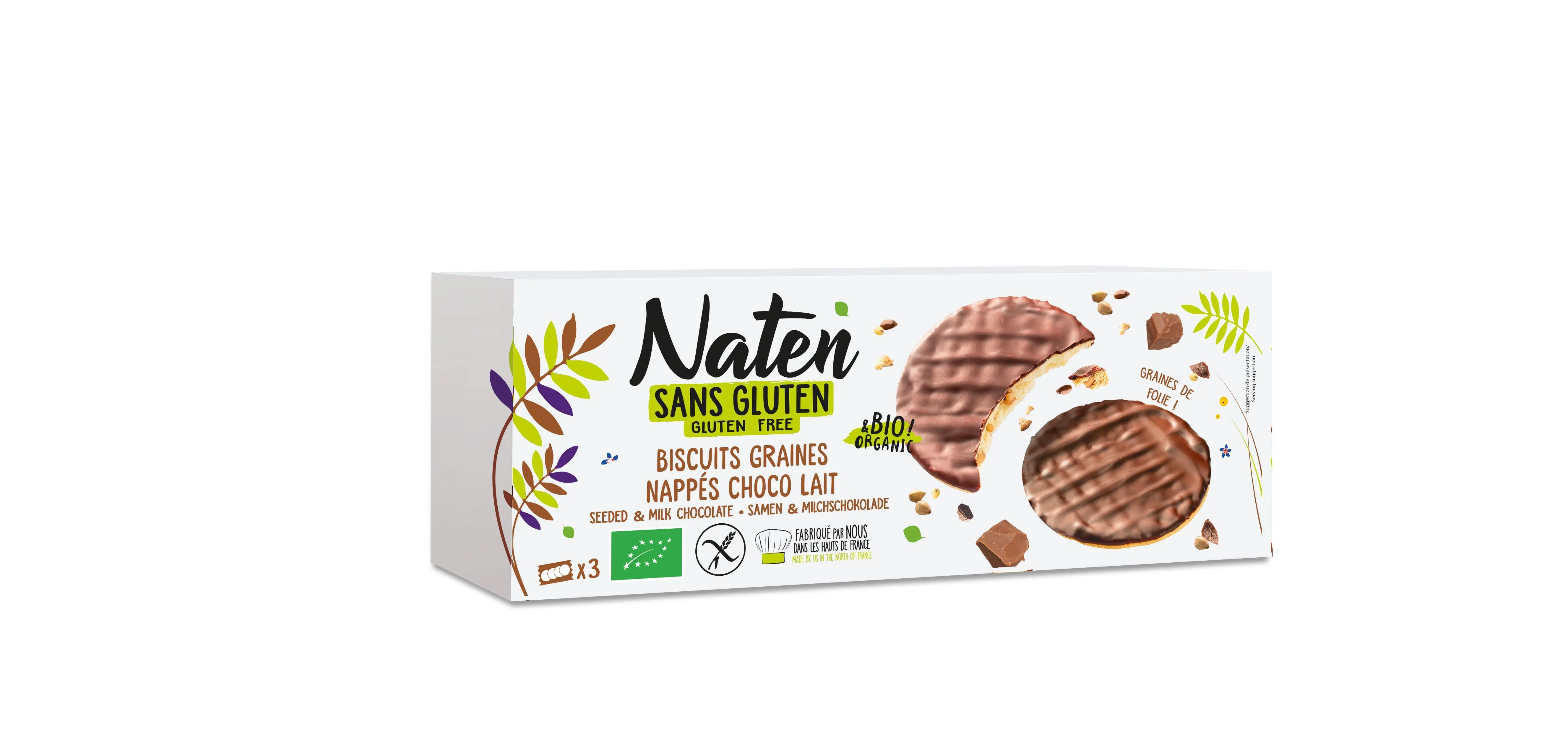 Naten gluten-free milk chocolate coated seed biscuits 150g