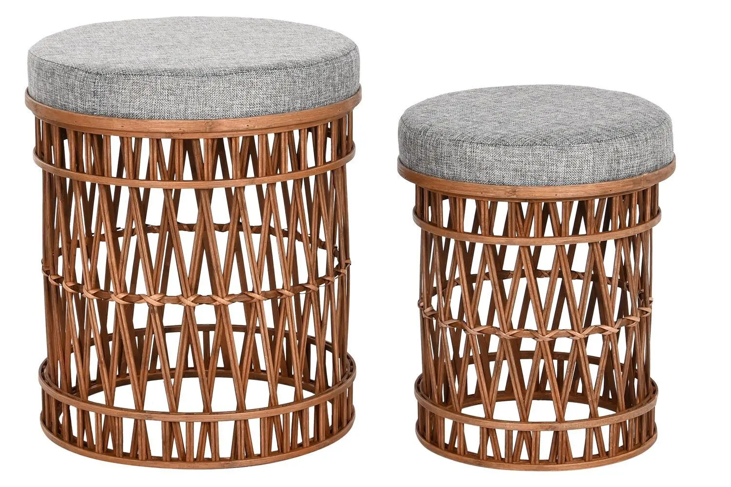 FOOTREST SET 2 BAMBOO POLYESTER 40X40X48 BROWN MB205998