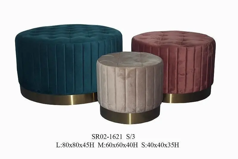 FOOTREST SET 3 METAL POLYESTER 80X80X45 MB206630
