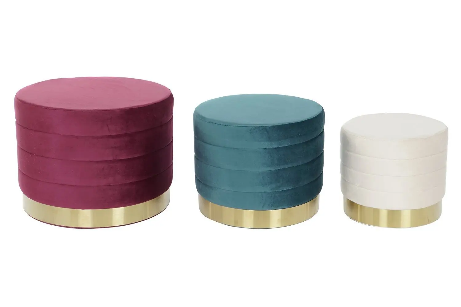 FOOTREST SET 3 POLYESTER MDF 60X60X45 VELVET MB206634