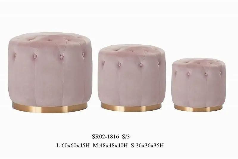 FOOTREST SET 3 POLYESTER MDF 60X60X45 COVER MB206636