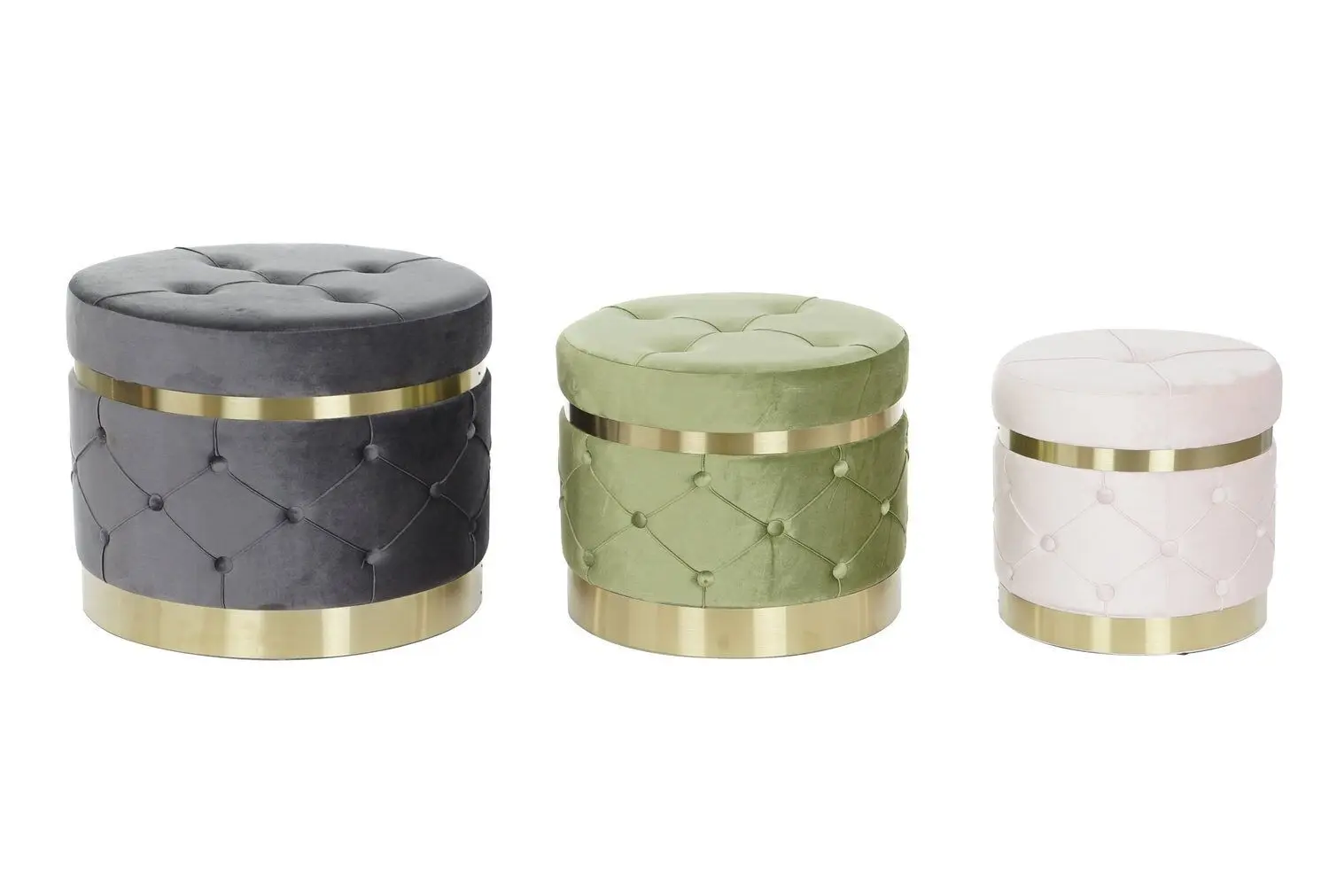FOOTREST SET 3 POLYESTER MDF 60X60X47 VELVET MB206644