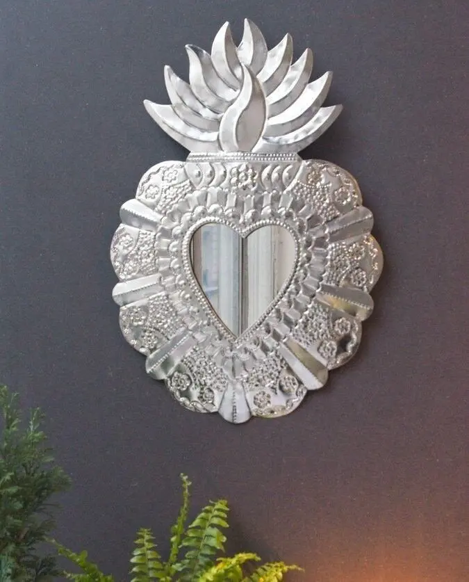 Miroir coeur Alegria - Métal naturel