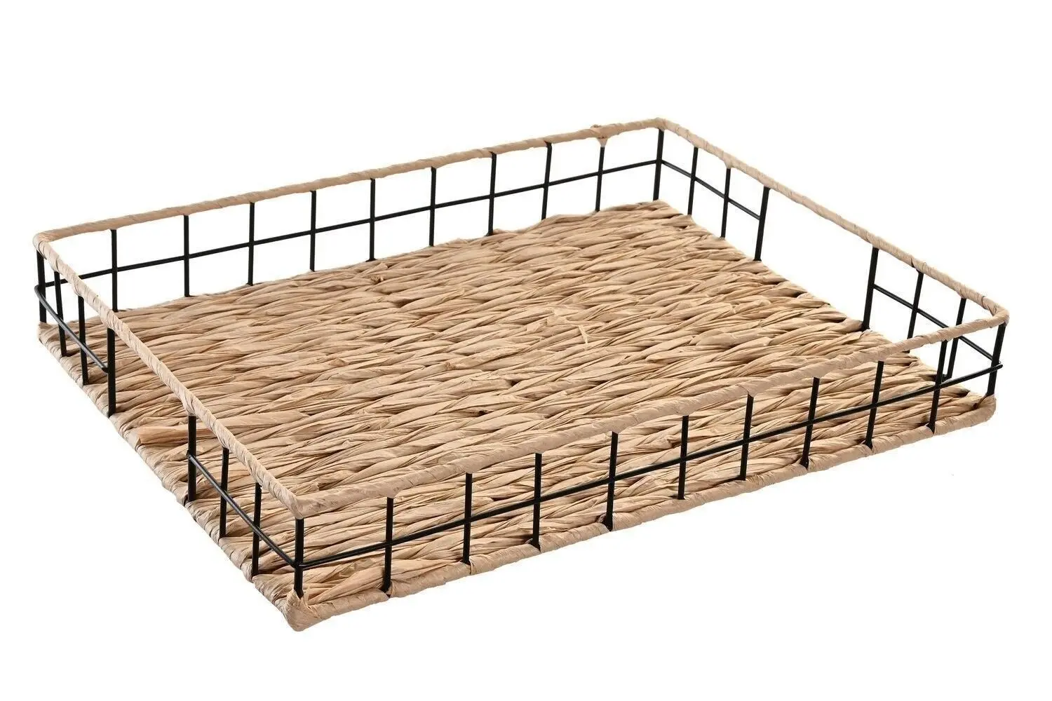 BANDEJA DECORACION METAL FIBRA 40X30X6 NATURAL BD203334
