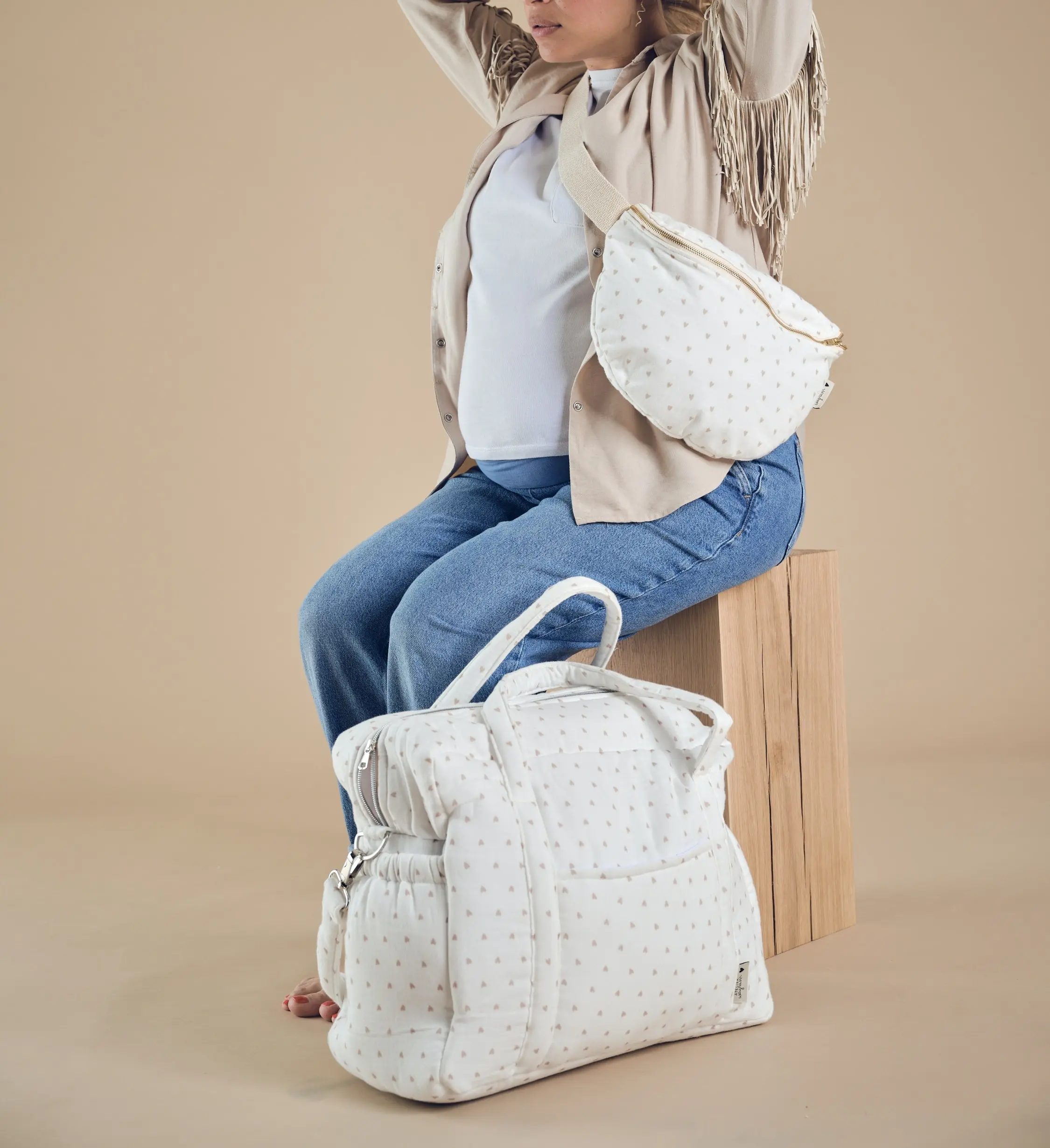 Heart gauze diaper bag