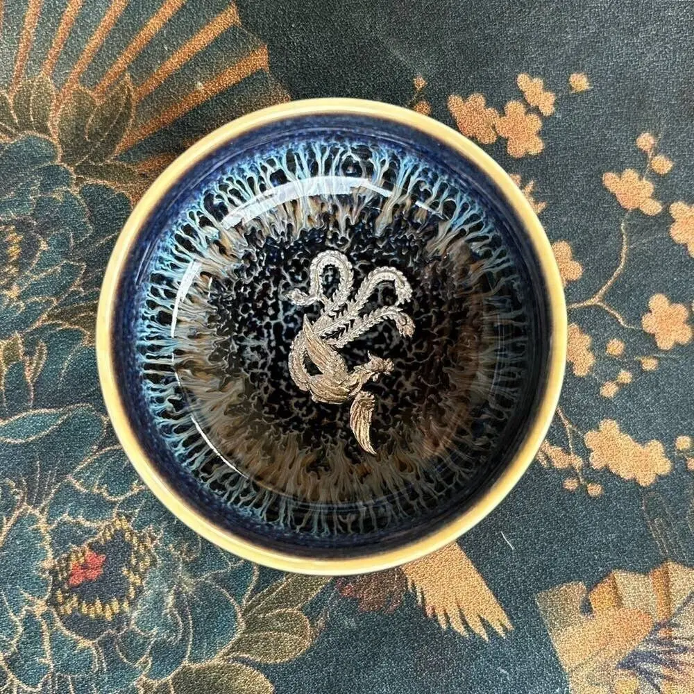 Tasse à thé Jianzhan Tenmoku avec Silver Phoenix 50ml