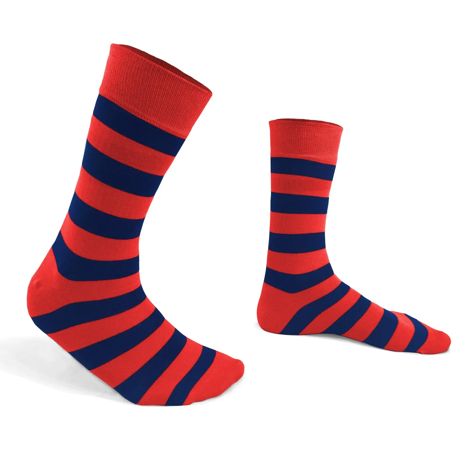 Red socks with blue stripes
