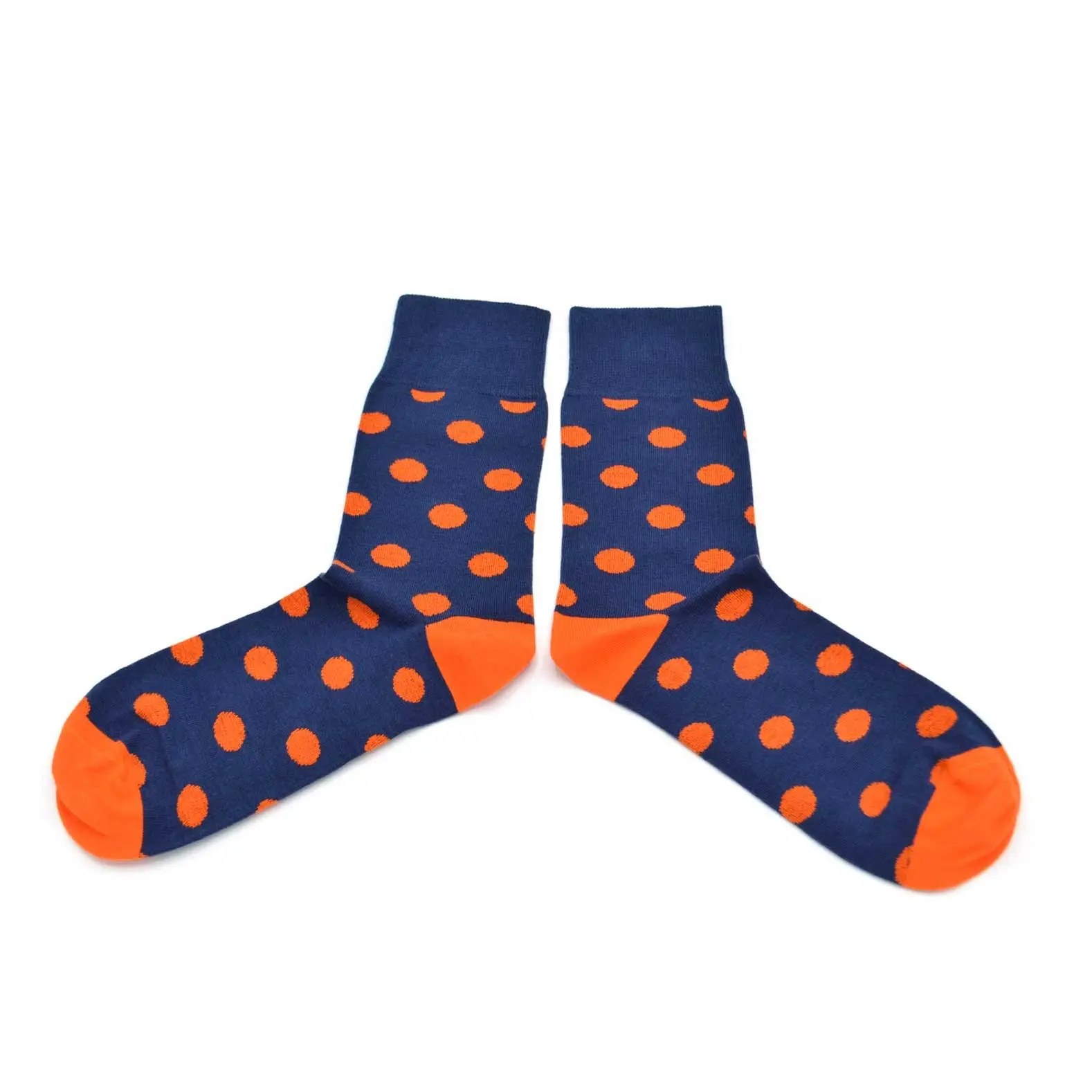 Red socks with blue dots