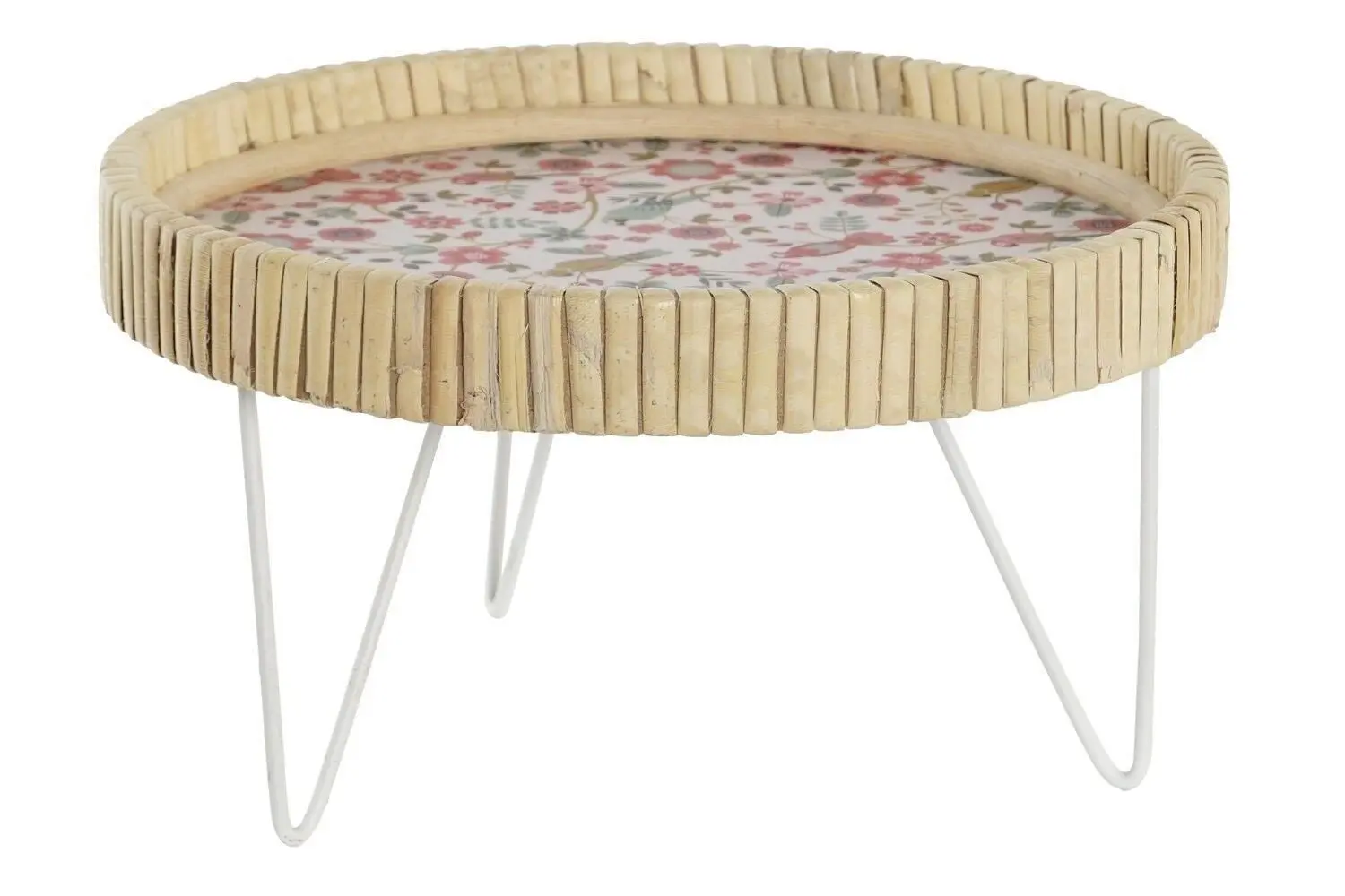BANDEJA DECORACION MDF METAL 26X26X14,5 NATURAL LD203573