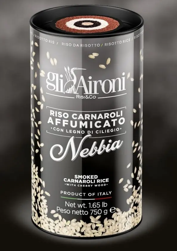 Latta di Riso Carnaroli affumicato al legno di ciliegio 750 grammi
