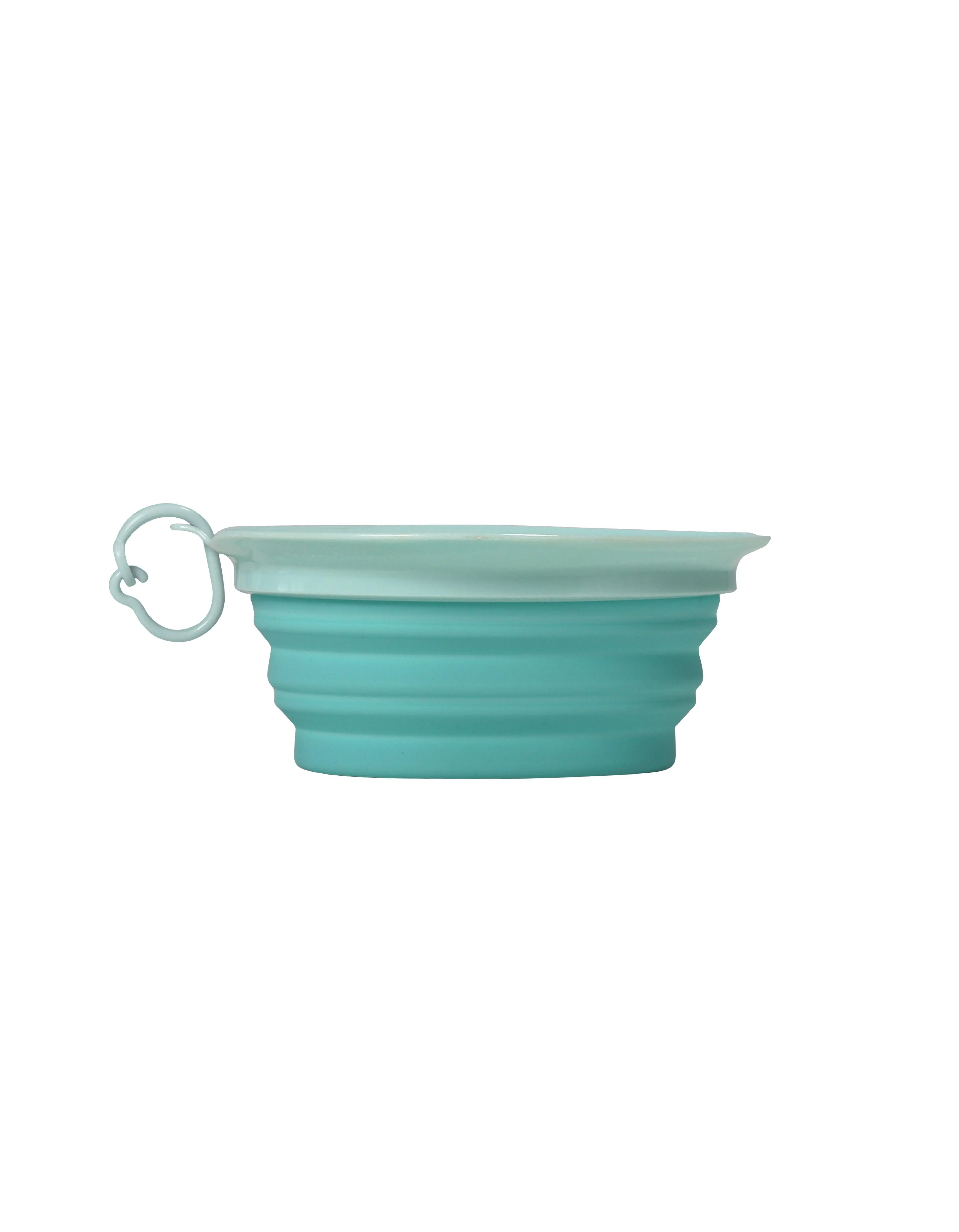 Collapsible travel bowl for aquamarine food and water