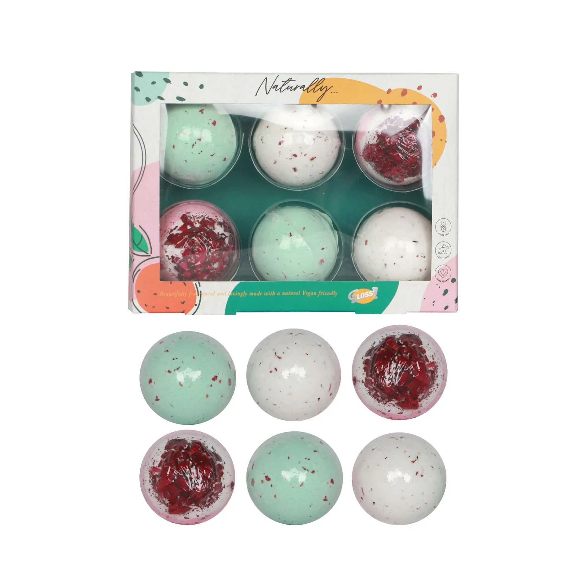 Naturally - Set of 6 Effervescent Bath Bombs