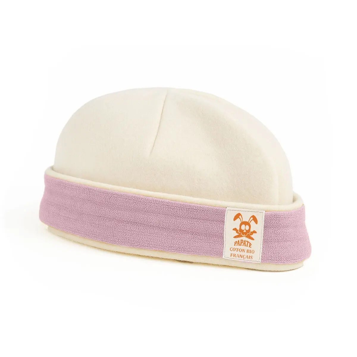Organic Cotton Newborn Hat White and Pink