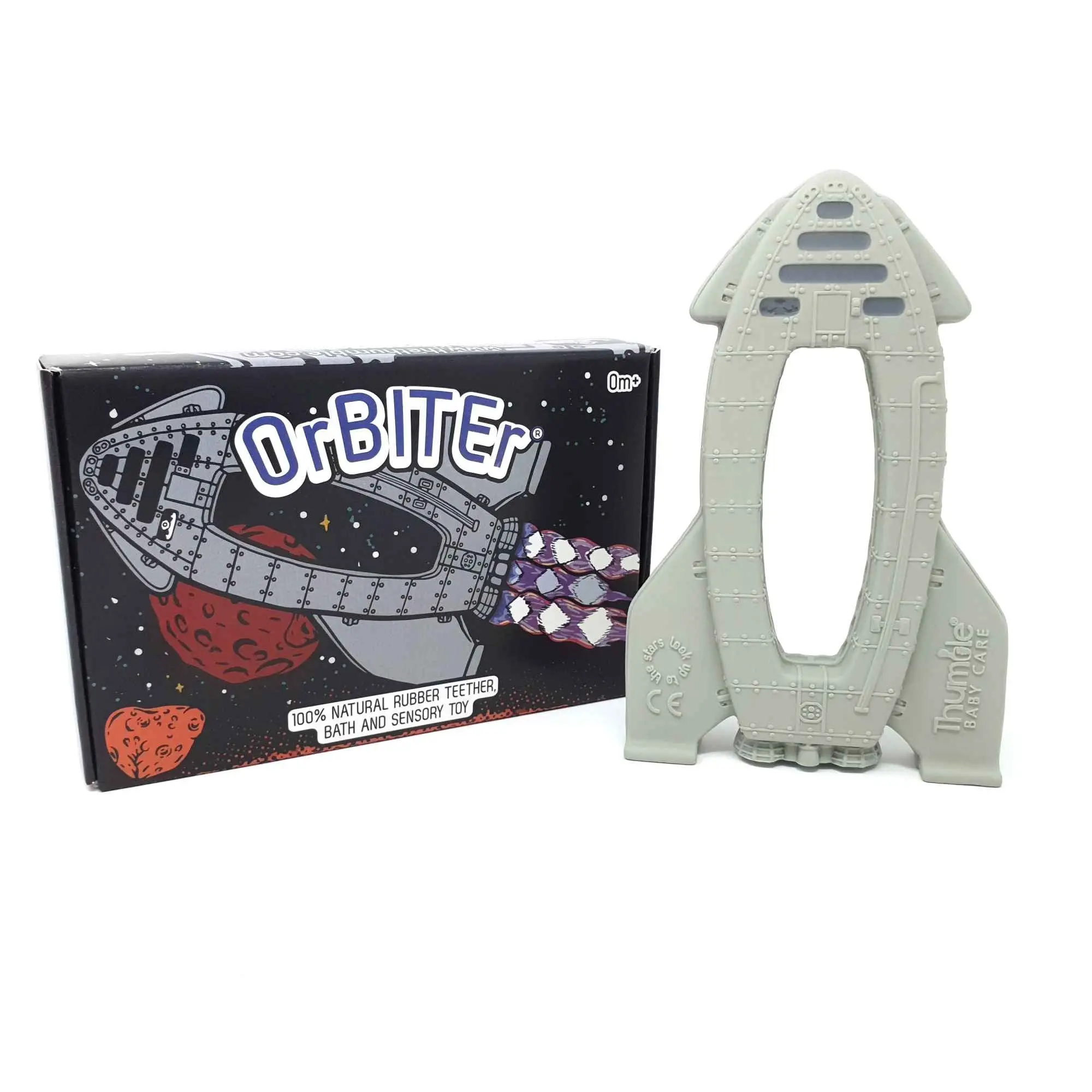 Giocattolo per bambini con razzo per la dentizione. Massaggiagengive in gomma naturale Orbiter®. Giocattolo spaziale per il bagno. Giocattolo sensoriale del razzo. Regalo per bambini. Genitori amanti dello spazio.