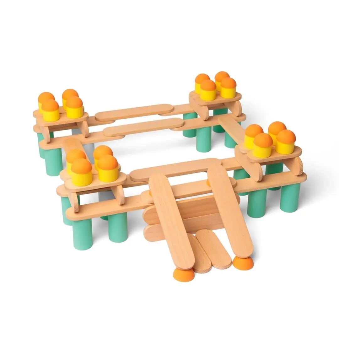 Educational wooden building toy - Stix 108 pcs