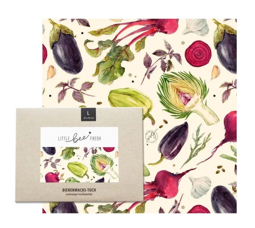 Organic beeswax cloth “L” (35 x 35 cm) - vegetables