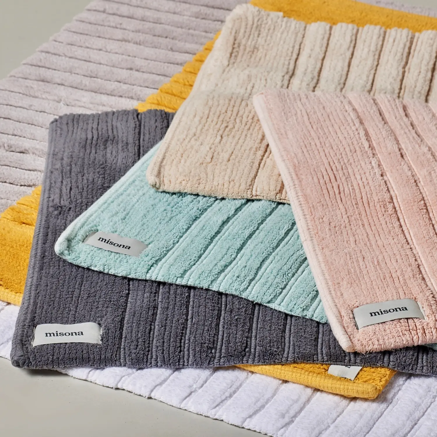 Tapis de bain et tapis de bain en coton biologique côtelé - Super doux et antidérapant